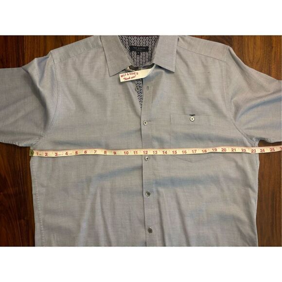 Ted Baker Men's Gray Collared Long Sleeve Cotton Button-Down Shirt Size 5 - Picture 2 of 8